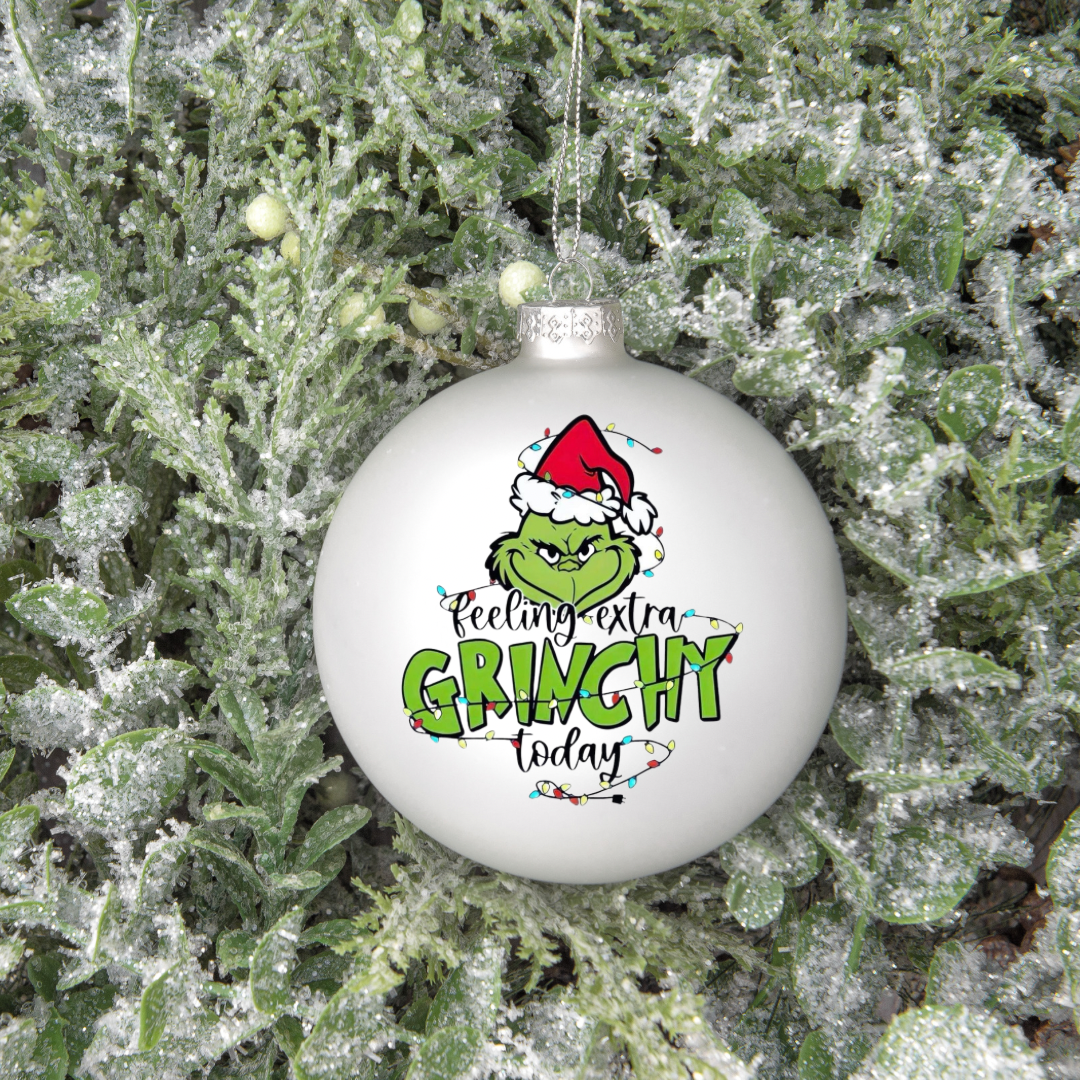 Grinchy UV DTF ornament decal