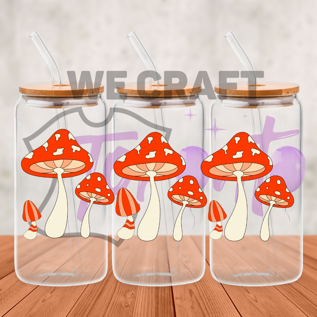 Orange Mushrooms - 16 oz uv dtf transfer