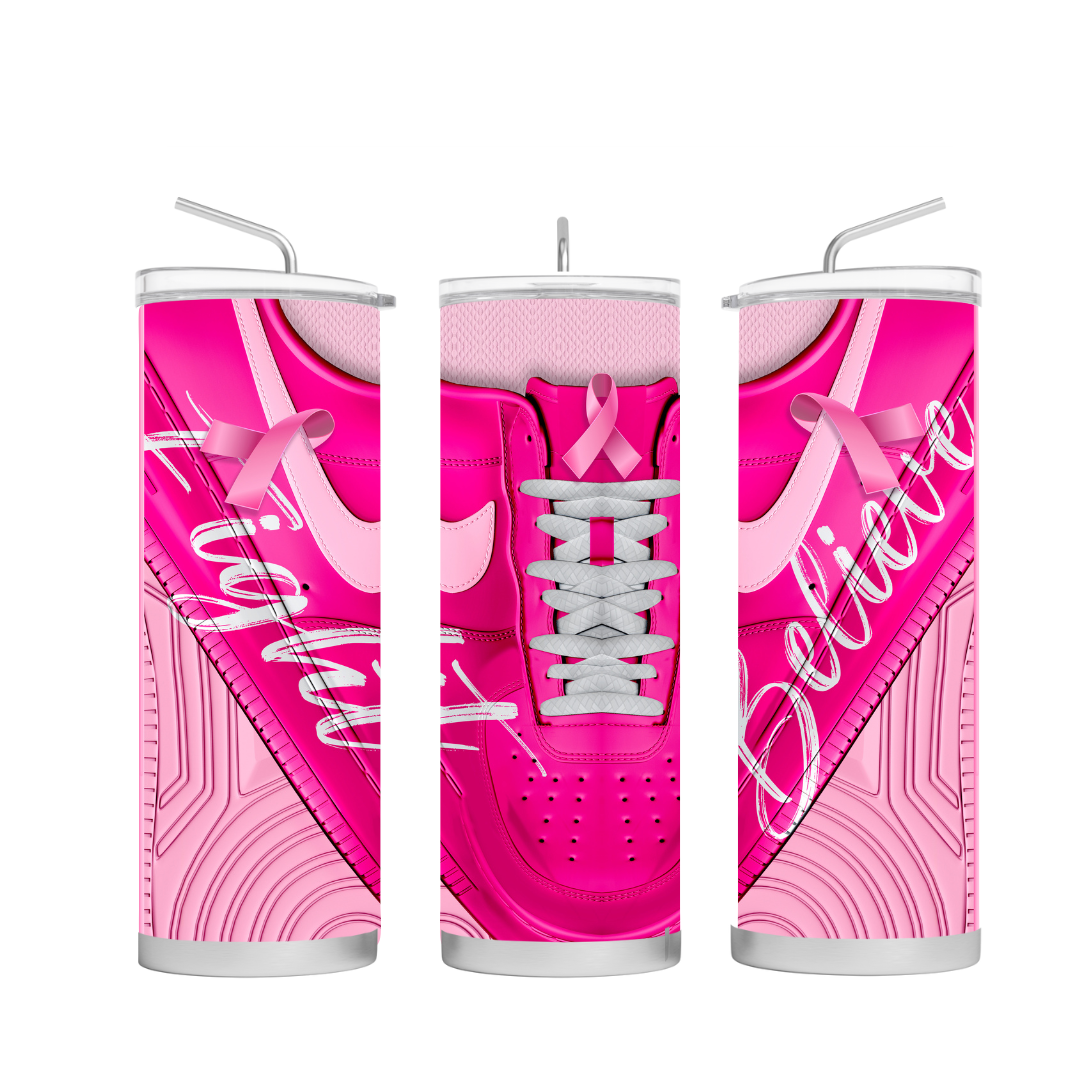 pink Nike cancer pre-designed tumbler