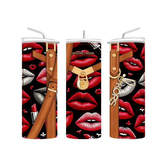 black Kors lips pre-designed tumbler