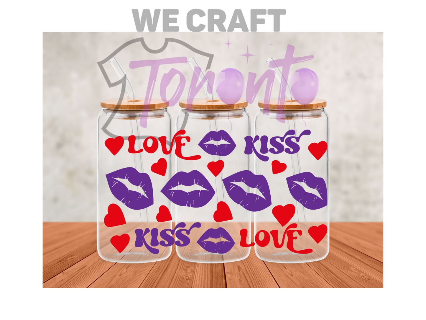 love kiss 16 oz uv dtf transfer