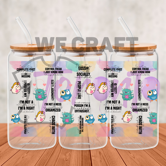 Cute Quotes Designs - 16 oz uv dtf transfer