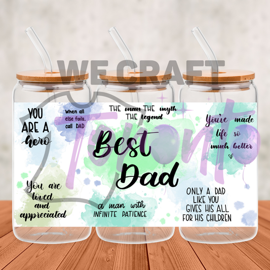 Best Dad - 16 oz uv dtf transfer