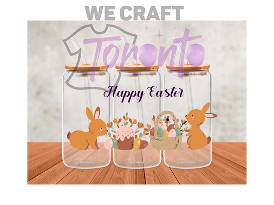 Happy easter  flower 16oz uv dtf transfer