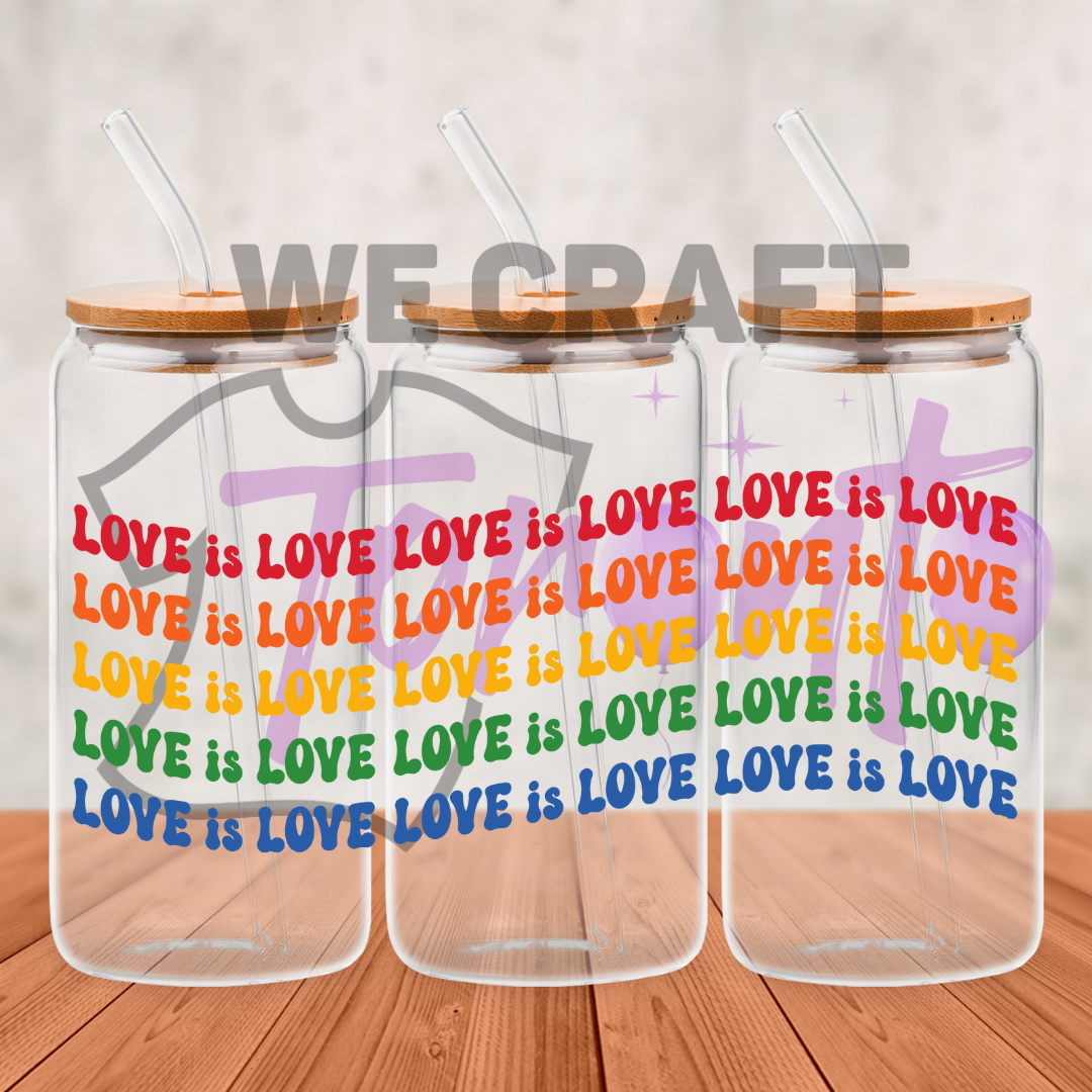 Pride Love Is Love - 16 oz uv dtf transfer