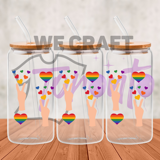 Pride Hearts Peace - 16 oz uv dtf transfer