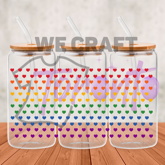 Pride Colorful Rainbow Small Hearts - 16 oz uv dtf transfer