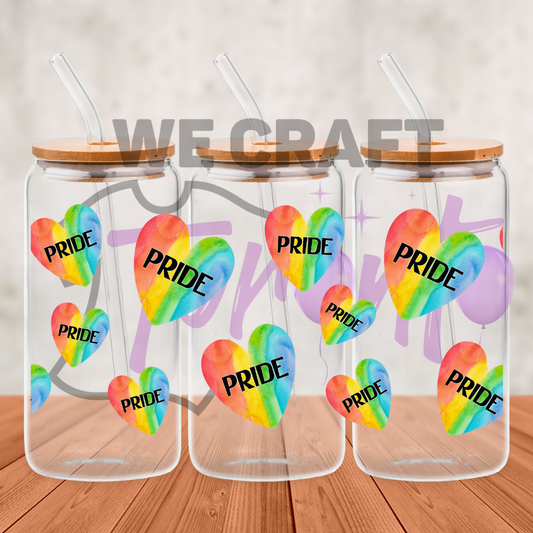 Pride Rainbow Hearts - 16 oz uv dtf transfer