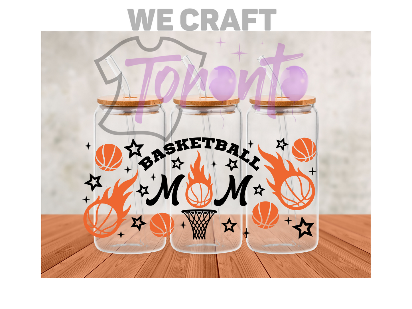 Basketball mom 16 oz uv dtf transfer