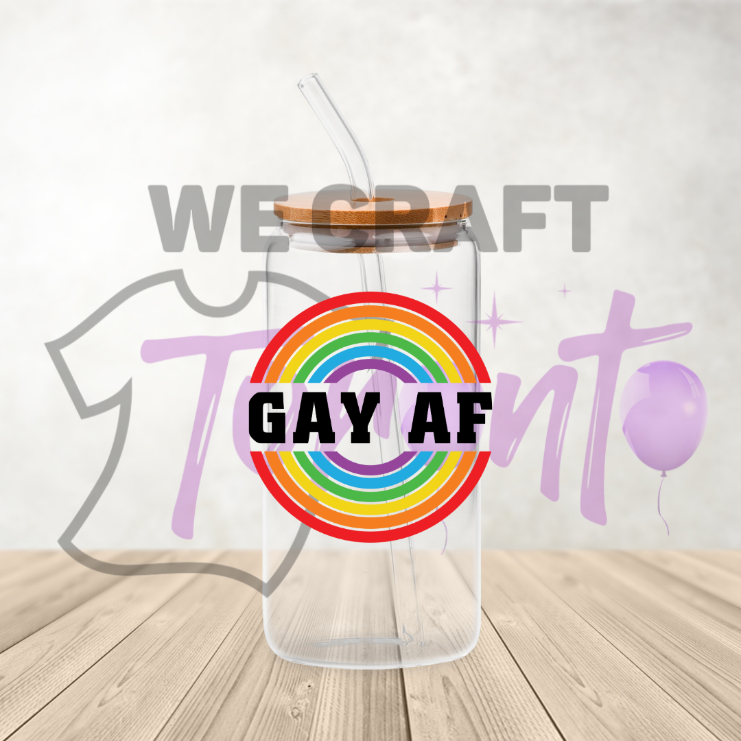 Pride, Gay AF - 16 oz uv dtf  decal