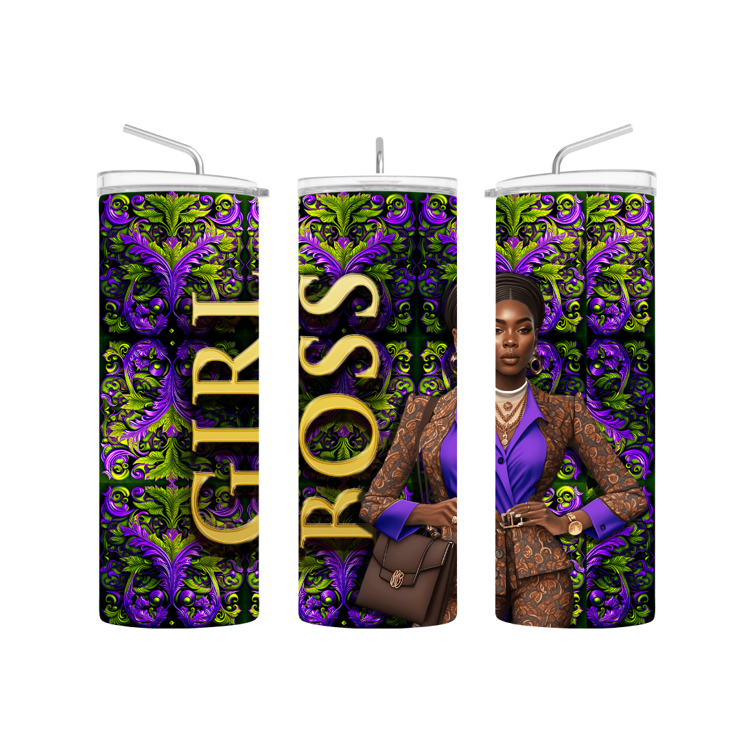 Girl boss, green and purple pre-designed tumbler