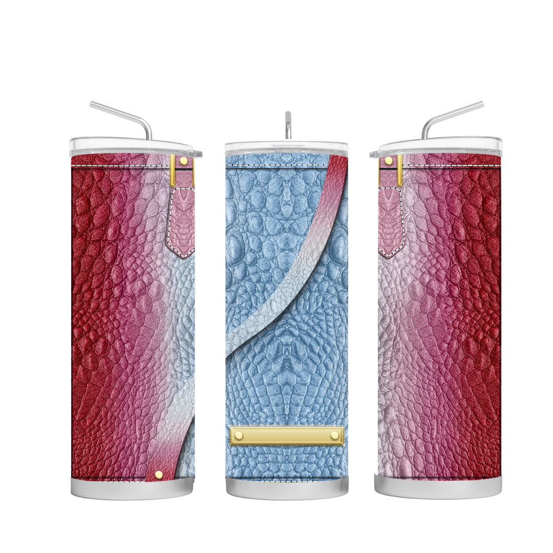 red & blue pre-designed tumbler