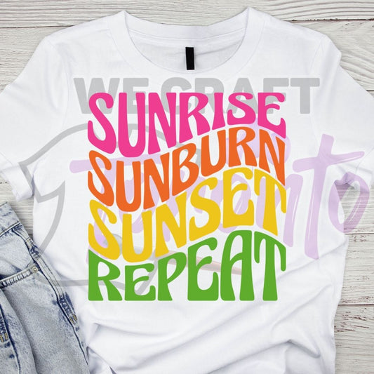 SUNRISE SUNBURN SUNSET REPEAT (IRON ON TRANSFER SHEET ONLY)