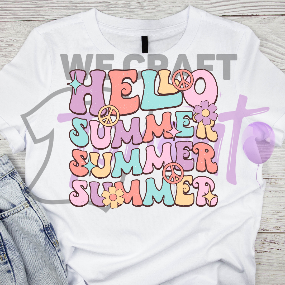 Hello summer DFT TRANSFER (IRON ON TRANSFER SHEET ONLY)