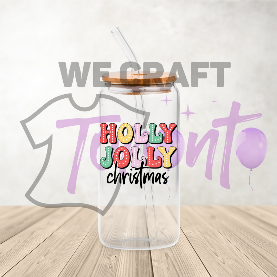 Holly Jolly Xmas  uv dtf decal