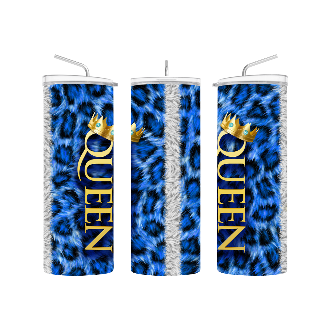 Queen blue leopard pre-designed tumbler