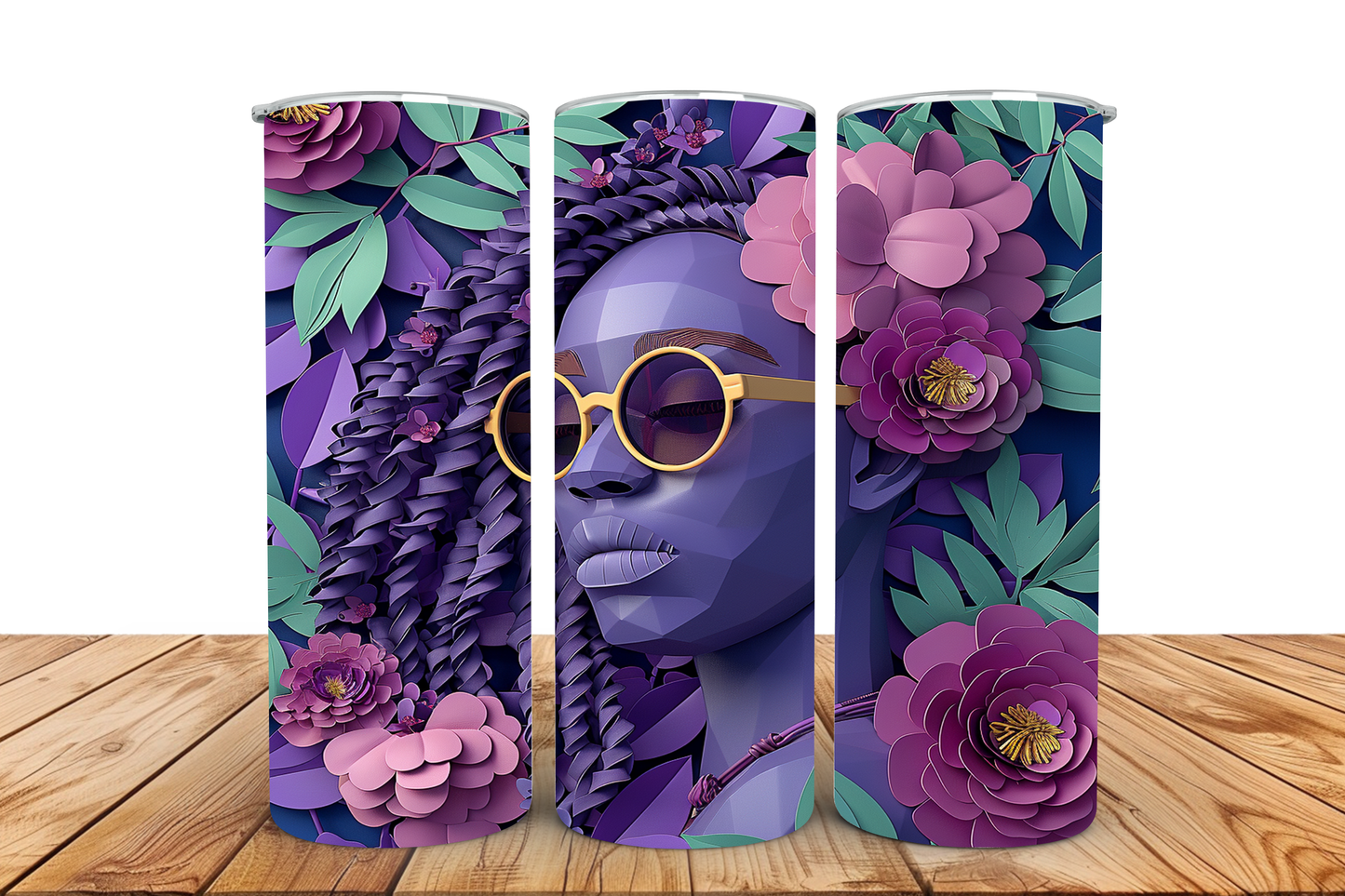 light purple woman, pre-designed tumbler