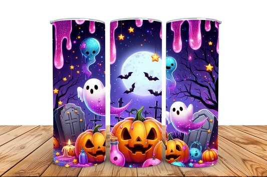 Ghost and pumpkins pre-designed tumbler