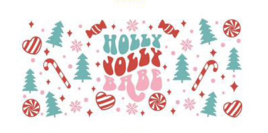 Holly jolly babe uv dtf transfer