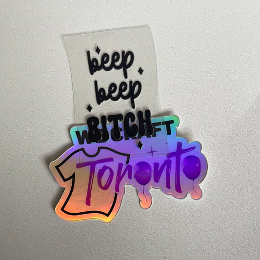 Beep beep B UV DTF motel decal