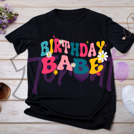 Birthday Babe DTF transfer (IRON ON TRANSFER SHEET ONLY)