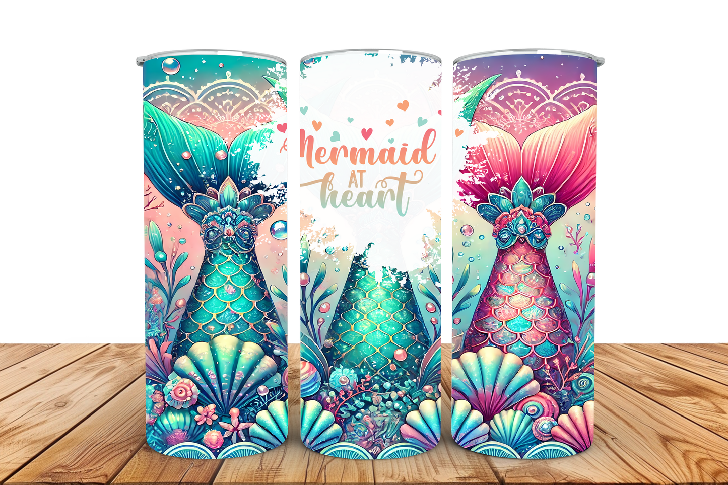 Mermaid heart, pre-designed tumbler