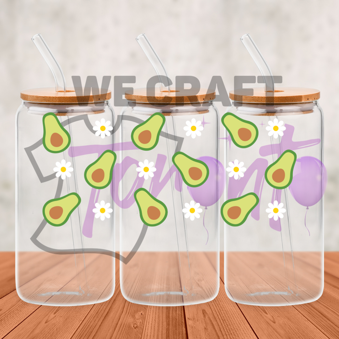 Avocado Flowers - 16 oz uv dtf transfer