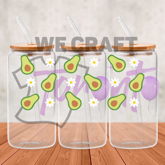 Avocado Flowers - 16 oz uv dtf transfer