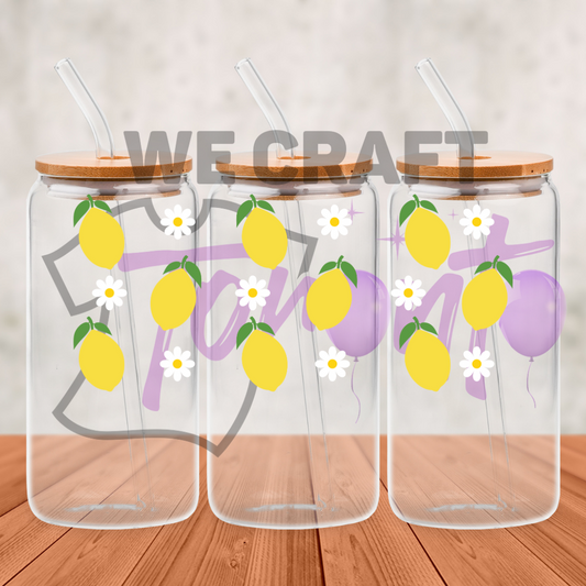 Lemon Flowers - 16 oz uv dtf transfer