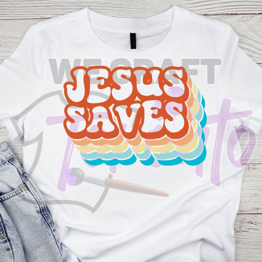 Jesus saves DTF TRANSFER (IRON ON TRANSFER SHEET ONLY)