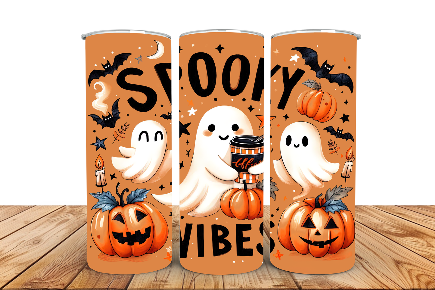 Spooky vibes, pre-designed tumbler