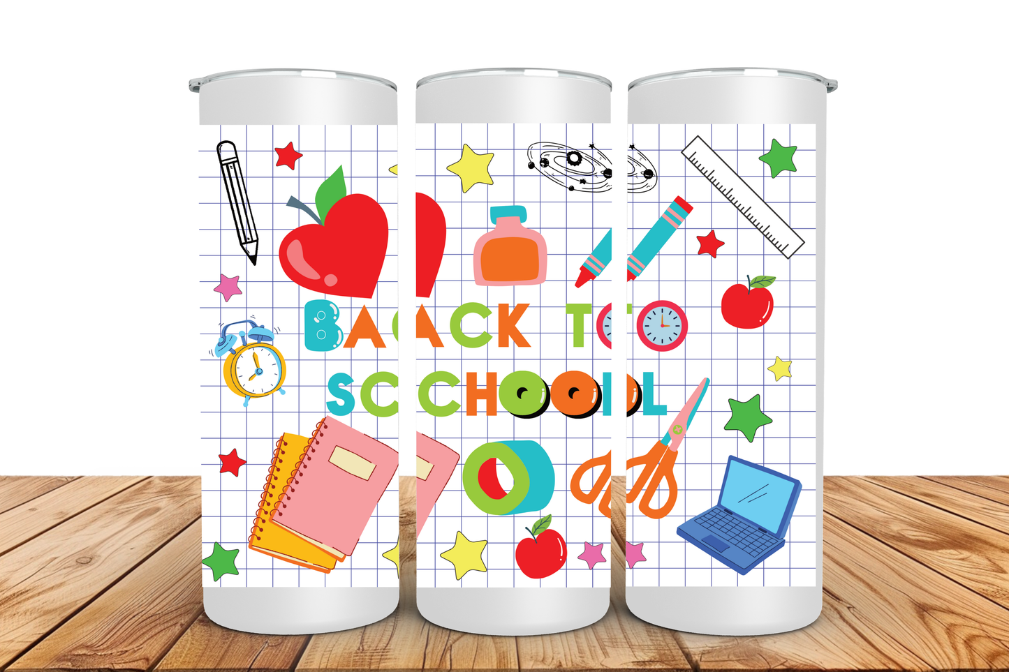 Back to school lines, pre-designed tumbler