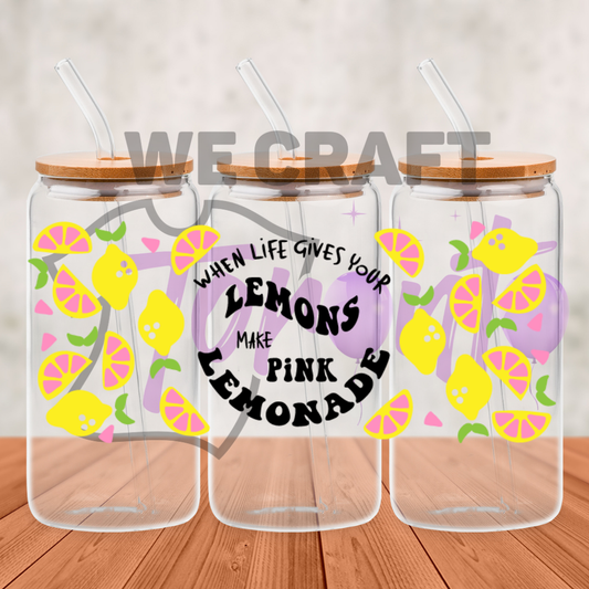 Lemon Make Pink lemonade  uv dtf decal