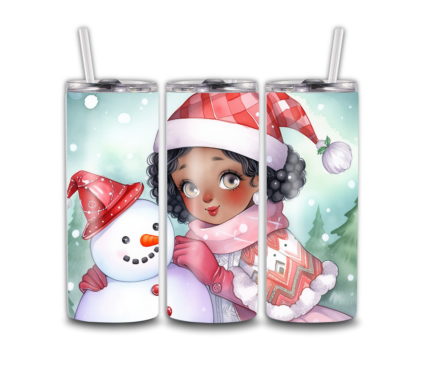 Xmas Doll and Snow tumbler