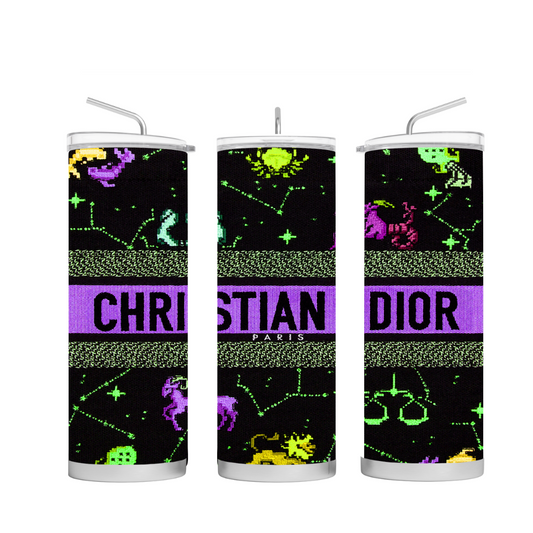 Black Christian Dior, zodiac pre-designed tumbler