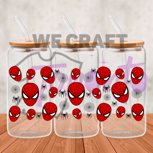 Spider Man face 16 oz uv dtf transfer