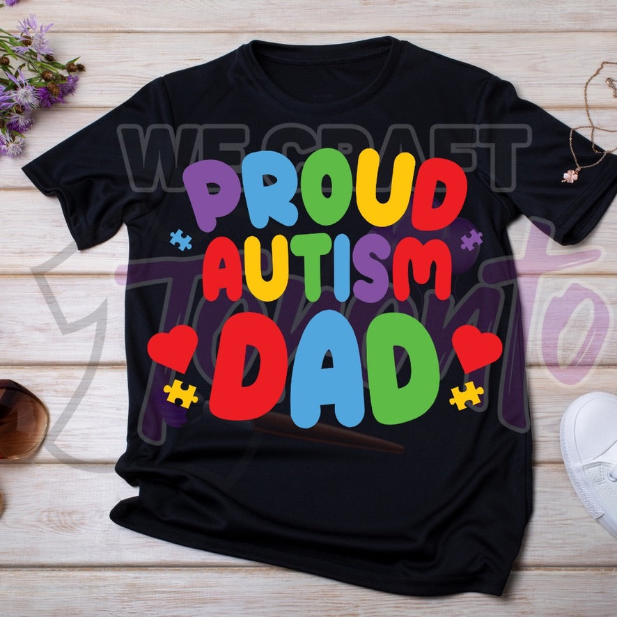 Proud autism Dad DTF transfer (IRON ON TRANSFER SHEET ONLY)