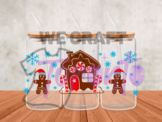 Gingerbread house uv dtf transfer