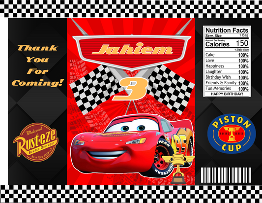 Cars Canva party favor set template