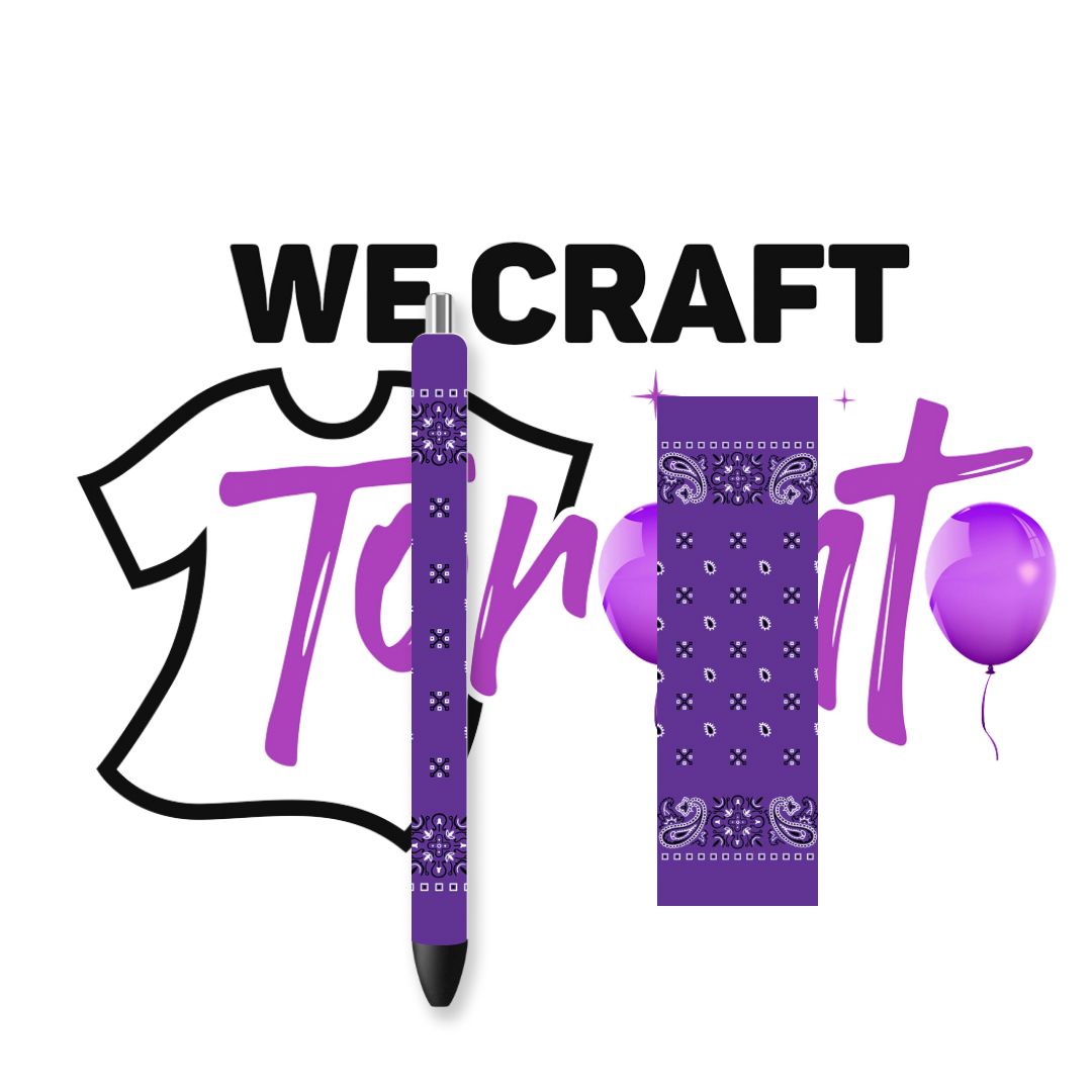 Purple bandanna UV DTF Pen wrap