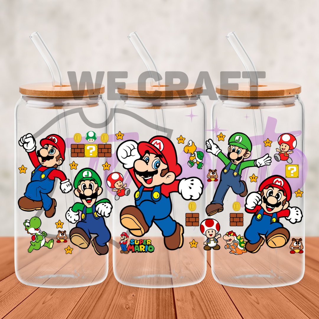 Super mario 16 oz uv dtf transfer