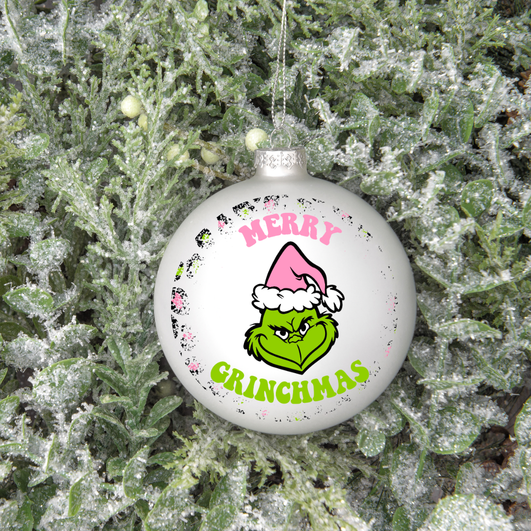 Merry grinchmas UV DTF ornament decal