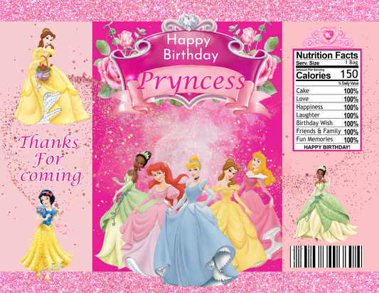 Pryncess Canva party favour set template