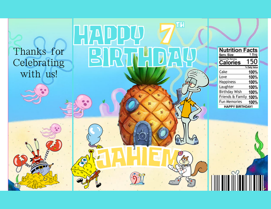 Spongebob Canva party favor set template